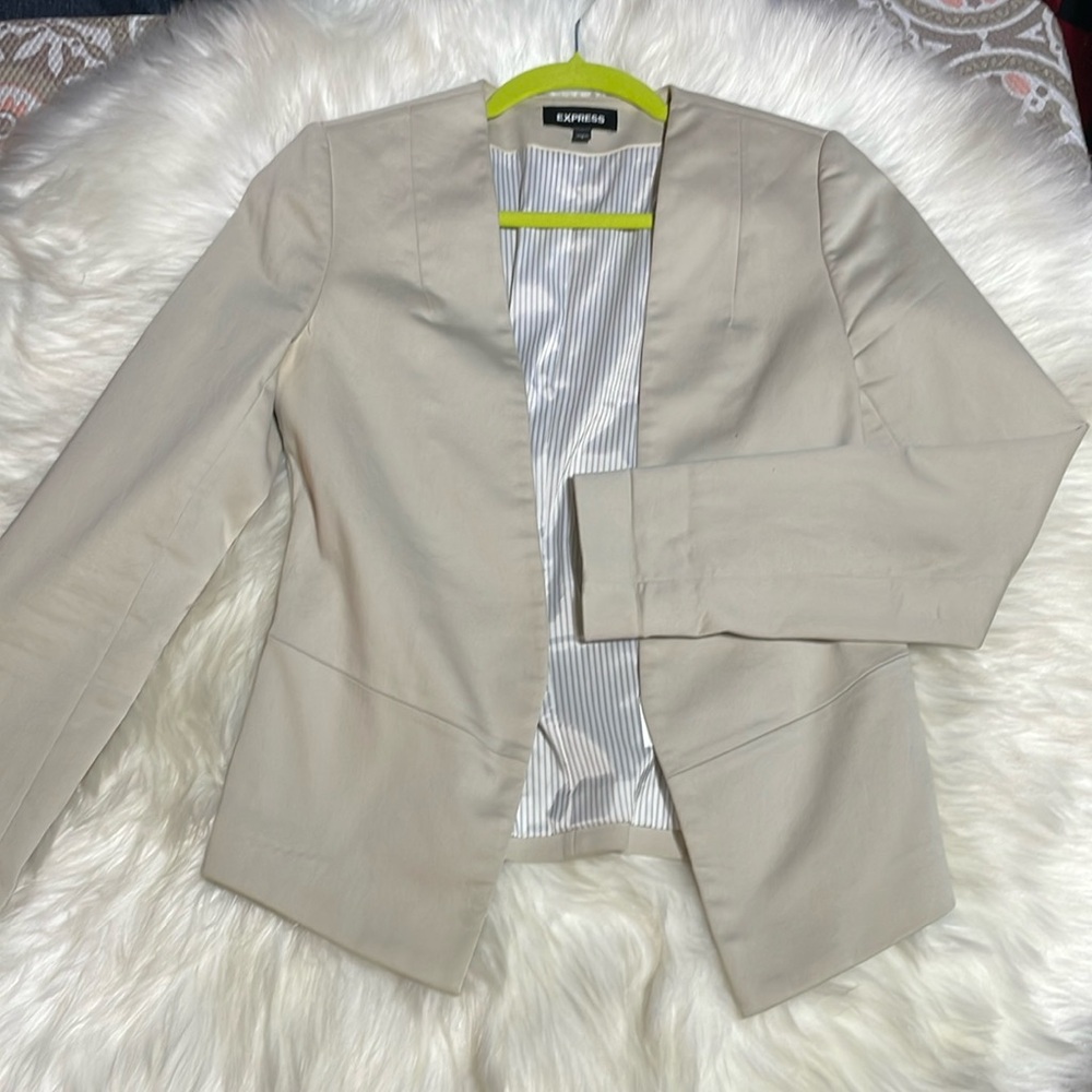 #0126 Express Khaki Casual Lined Business Jacket with 2% Spandex-4